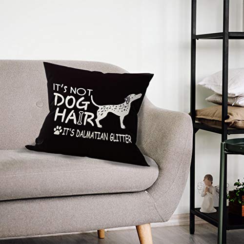 Dalmatian Dog Throw Pillow Cover, 18x18 Inch Linen Cushion Case - Black