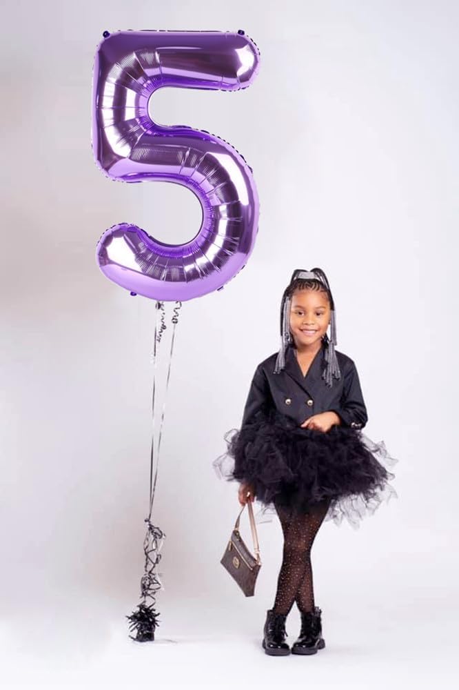 Skiennix 40-Inch Balloon Numbers - Big Purple Balloons for 5th Birthday & Wedding Decor