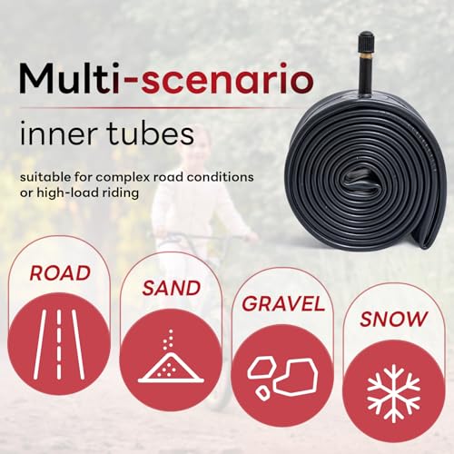 20x1.75/1.95/2.0/2.10/2.125 Inch Bike Tube, 20" Replacement Bicycle Tube (Single), Reliable 20 x 1.75-2.125 Bike Inner Tube AV32mm Schrader Valve for City/Road/Cruiser/Mountain Cycling Scenarios