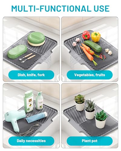 Silicone Dish Drying Mat with Drainage - 15.8" x 13"