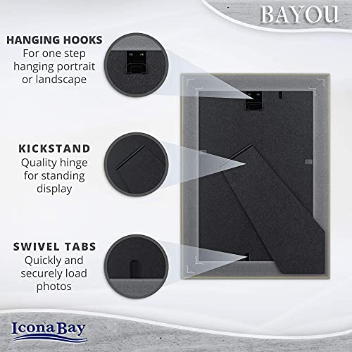 Icona Bay 4x6 Azure Gray Picture Frame - Coastal Style, Wall Mount & Table Top