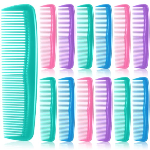 Hestya 24 Pack Pocket Hair Combs Bulk - 5 Inch Plastic Double Sided Fine and Wide Tooth Styling Hairbrush Set