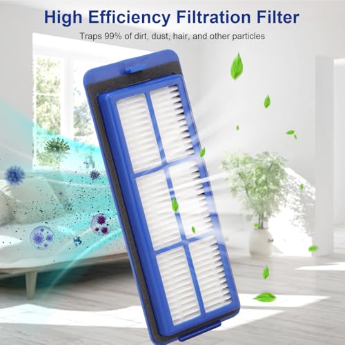 Sgizoku Replacement Parts for Eufy 11S Max, 15C Max, 30C Max, G30, G30 Edge & G30 Hybrid Robotic Vacuum Cleaner — 1 Roller Brush, 4 HEPA Filters, 4 Side Brushes