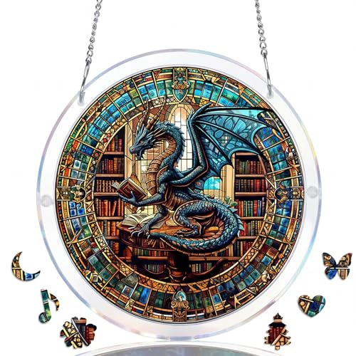 Library's Dragon Acrylic Suncatcher Puzzle - 7.4in DIY Window Hanging Gift