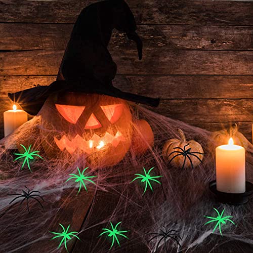 300 Sqft Halloween Spider Web Decorations with Glow-in-the-Dark Spiders