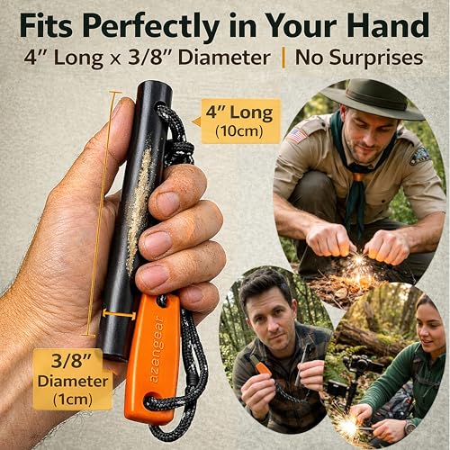 Premium Ferro Rod Fire Starter Kit with Steel Striker - 4in