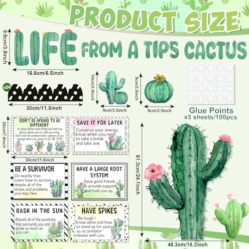 Cactus Bulletin Board Decoration Set - Inspirational Classroom Decor, 41 Pcs