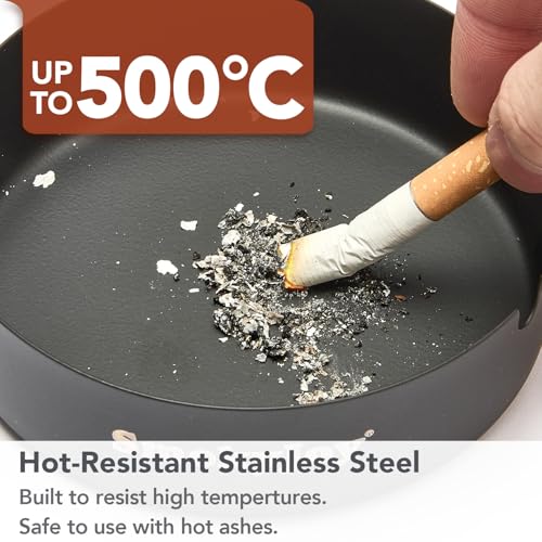Windproof Stainless Steel Outdoor Ashtray with Lid - 2 Pack