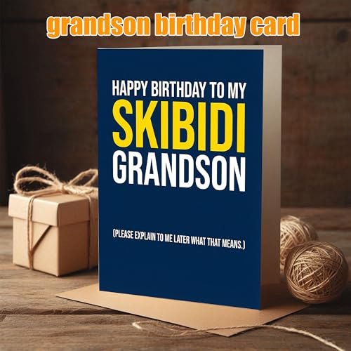 Skibidi Meme Birthday Card for Grandson - Funny 5x7 Greeting Card