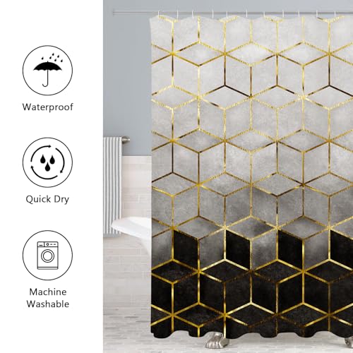 Gibelle Luxury Bathroom Shower Curtain Set with Rugs and Accessories