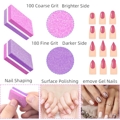 50 Pcs Mini Nail Buffer Blocks 100/180 Grit Sponge Files for Acrylic Nails