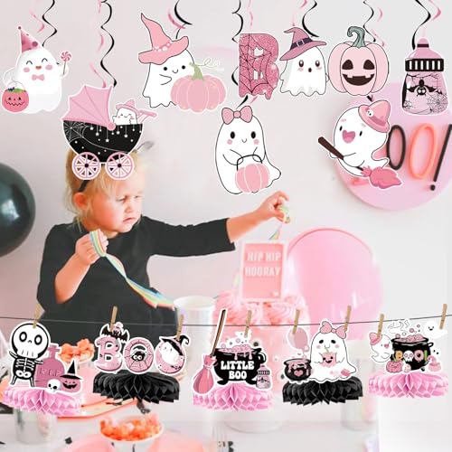A Little Boo is Almost Due Banner - Pink Halloween Baby Shower Decorations