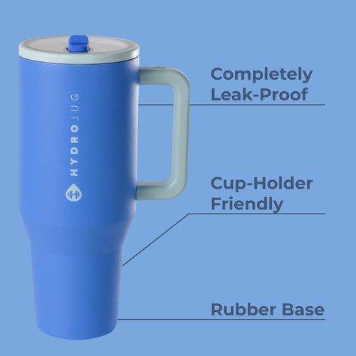 HydroJug Traveler - 32 oz Insulated Water Bottle with Handle & Flip Straw - Leak Resistant, Riptide