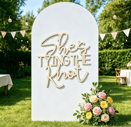She's Tying The Knot Wooden Sign for Wedding and Bridal Shower Backdrop