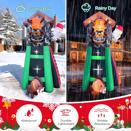 8 FT Christmas Inflatable Decorations Hunting Santa and Deer Outdoor