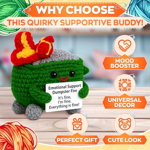 Reluen Handcrafted Crochet Desk Decor – Inspirational Gift Figure with Message Card