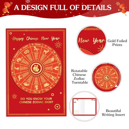 Lunar New Year Gift Set 2026 - 3D Rotating Zodiac Greeting Card & Pop-Up Red Envelope
