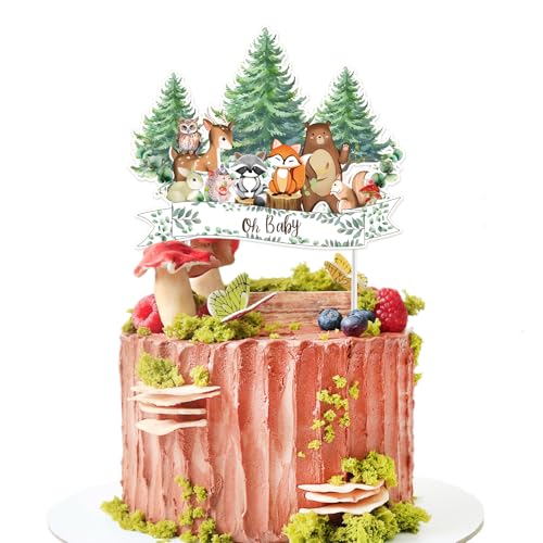 Woodland Animal Baby Shower Cake Topper - Fox, Deer & Owl Decor