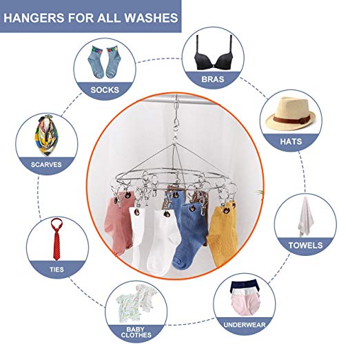 CenYouful Stainless Steel Round Hanging Drying Rack with 20 Clips, Circular