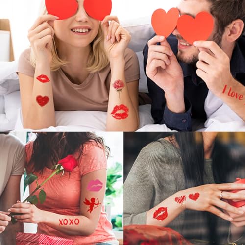 Valentine Temporary Tattoos - 10 Sheets Waterproof Body Art Stickers