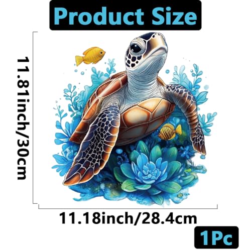 Turtle Toilet Seat Lid Sticker - Self-Adhesive Ocean Decor 11.8 x 11.2 Inch