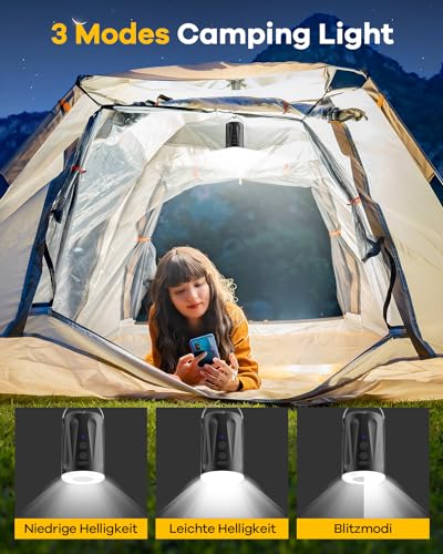ZHENGXOO Portable Electric Air Pump with Camping Light & 4 Nozzles