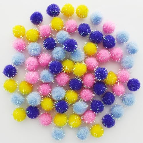 Iridescent Spring Pom Poms - 1/2" Cotton Balls, 72 Pack