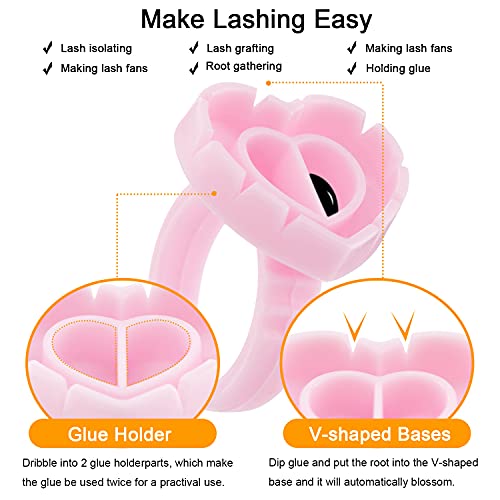 Beauty Junko Pro 100PCS Heart Lash Glue Rings for Volume Eyelash Extensions