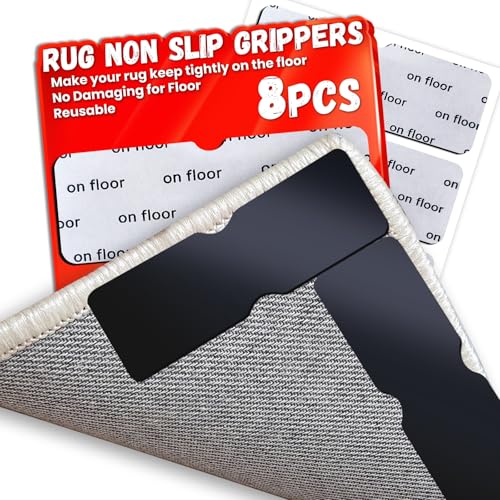 YINTTIAN Reusable Rug Tape Grippers for Hardwood Floors - 8 Pack Non-Slip Pads