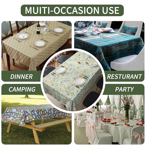 HOMOHEINI Waterproof Vinyl Tablecloth, 52" x 70" Rectangular Leaves Pattern