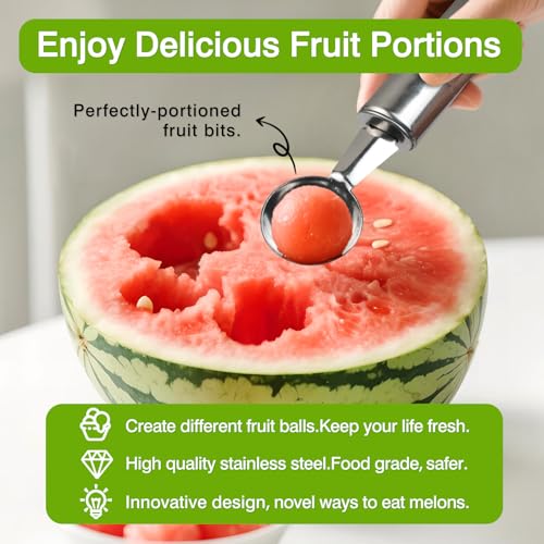 Double-Ended Stainless Steel Fruit & Ice Cream Scoop - 30mm