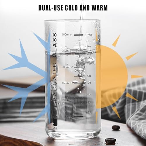 10 oz Borosilicate Glass Measuring Cup for Coffee, Milk & Juice