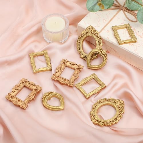 12 Pcs Vintage Mini Gold Picture Frames, Antique Resin Baroque Photo Frames