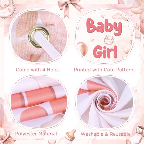 Welcome Home Baby Girl Banner - Pink Boho Rainbow Baby Shower Decoration