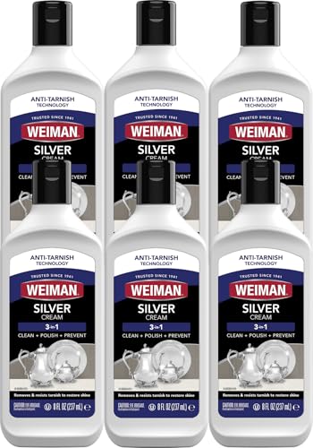 Weiman Silver Polish & Cleaner 3-in-1 - Anti-Tarnish Formula, Pack of 6