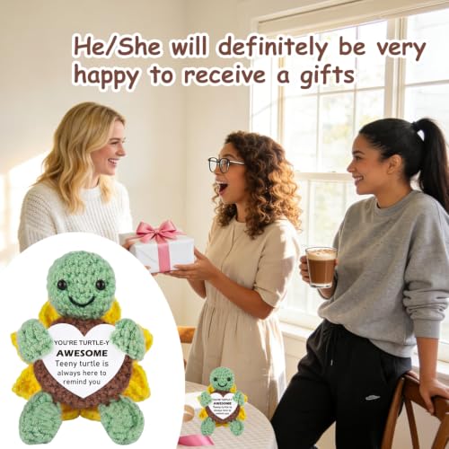 Positive Turtle Gifts for Women & Men - Handmade Crochet Turtle