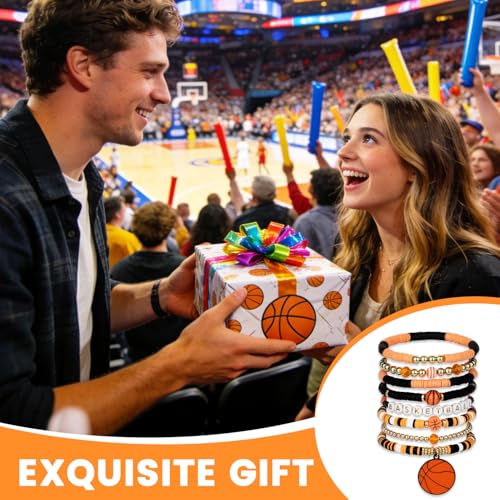 8 Pack Stackable Sports Beaded Bracelets for Women Game Day Team Gifts