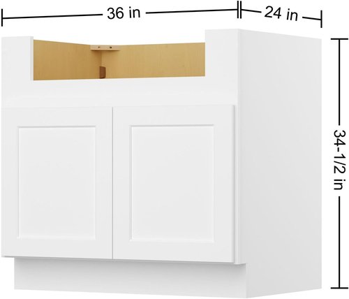 Furinno Shaker Farm Sink Base Kitchen Cabinet - Ready to Assemble | 24"D x 36"W x 34.5"H, White