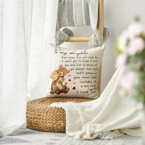 Daughter Throw Pillow Cover 18x18 - Christmas Gift for Her