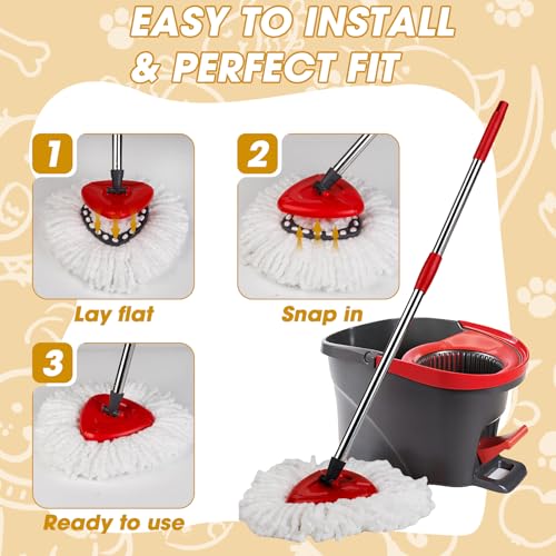 APOCHON Microfiber Spin Mop Replacement Heads - 3 Pack Refill