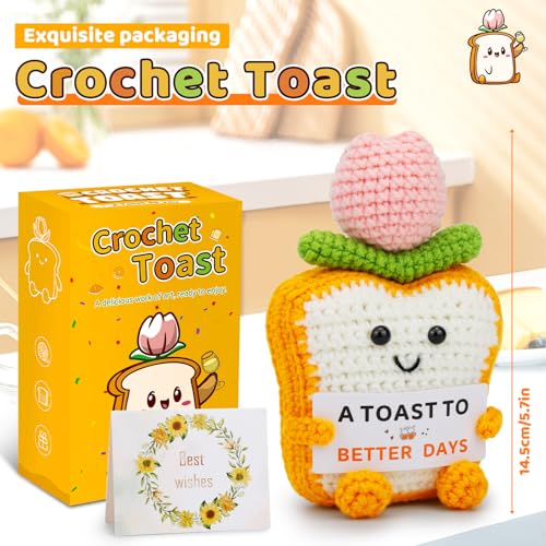 Handmade Crochet Toast with Uplifting Card | Emotional Support Gift