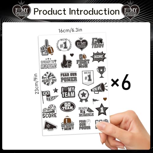 Gameza Black Football Temporary Tattoos - 144 Pack Spirit Party Favors