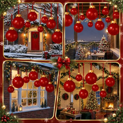 18 Pcs Burgundy Inflatable Christmas Ornaments Outdoor Holiday Decor