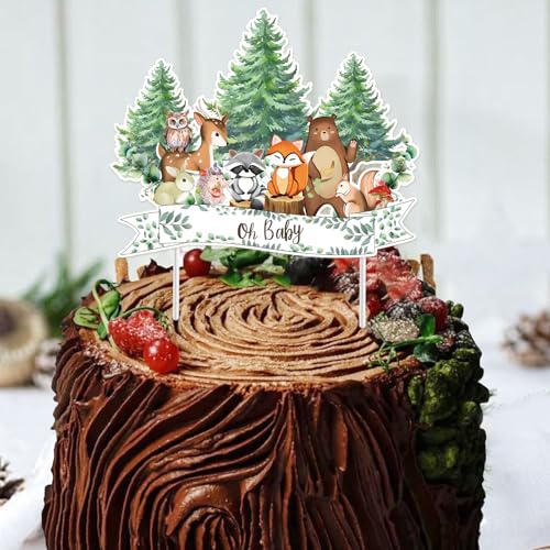 Woodland Animal Baby Shower Cake Topper - Fox, Deer & Owl Decor