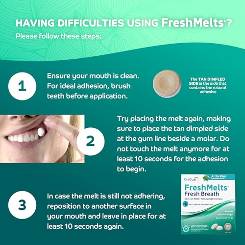 OraCoat FreshMelts Stick-On Breath Freshener Melts - Arctic Mint, 40 Count