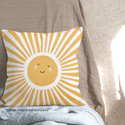 MONALET Yellow Boho Sun Throw Pillow Cover, 18x18 Soft Flannelette Case