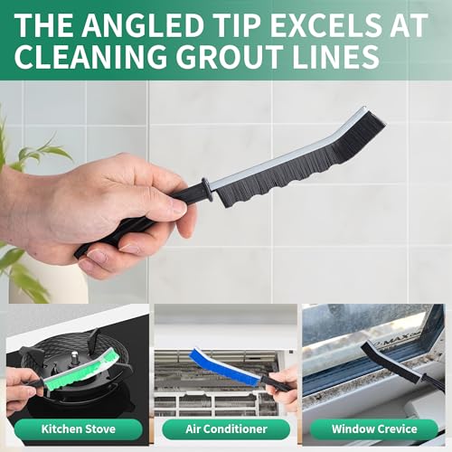 6-Pack Hard Bristle Crevice Cleaning Brushes for Grout & Gaps