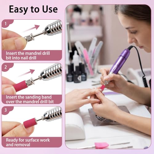 Rolybag 150 Pcs Nail Drill Bits Sanding Bands Set with Mandrel Bits