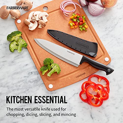 Farberware 8-Inch Chef Knife with Self-Sharpening Cover - Black/Gray