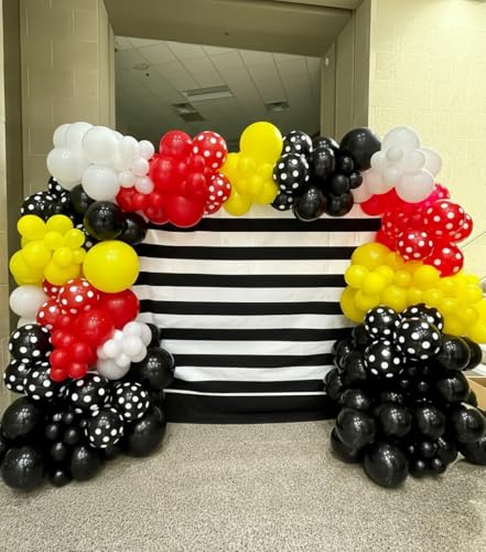 PityBlns Red Yellow Black Balloon Arch Kit 183pcs - Cartoon Mouse Theme Party Decor